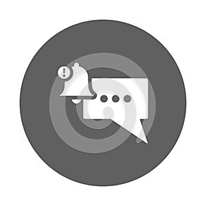 Chat notification icon. Gray vector graphics