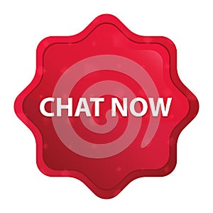 Chat Now misty rose red starburst sticker button