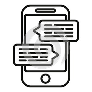 Chat phone icon outline vector. Bubble speech