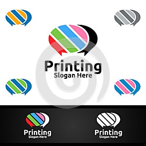 Chat Printing Company Logo Design for Media, Retail, Advertising, Newspaper or Book Concept