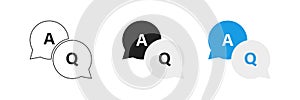 Chat question answer bubble set isolated icon. Flat vector