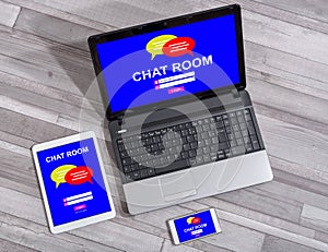 Chat room concept on different devices