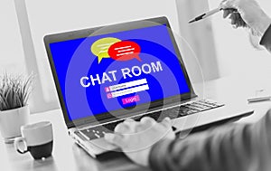 Chat room concept on a laptop screen