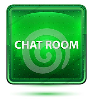 Chat Room Neon Light Green Square Button