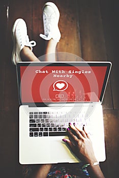 Chat with SIngles Nearby Love Romance Online Concept photo