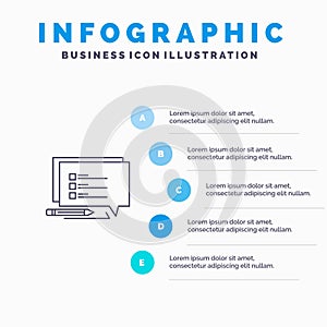 Chat, Sms, Message, Write Line icon with 5 steps presentation infographics Background