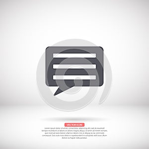 Chat sms vector icon , lorem ipsum Flat design