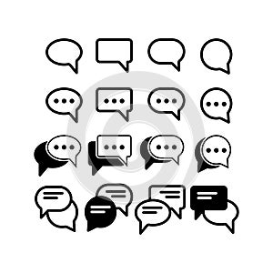 Chat and Spech Bubble or voice icons Set.  Isolated vector illustration on a blank background that can be edited and changed color