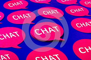 Chat,speech bubble icons on blue color background.Talking and message for social media concepts