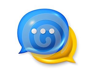 Chat speech bubble icons. Comment 3d icons. Talk, dialog message box with ellipsis. Social media dialog banner. Vector photo