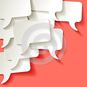 Chat speech bubbles vector white on a Coral color background in the corner