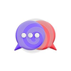 Chat talk icon 3d vector red and blue color