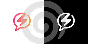 Chat Thunderbolt logo, Talk lightning logo, quick flash chat logo, icon, vector