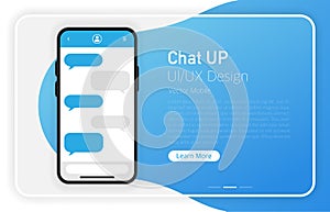 Chat up. Smartphone blank screen. Modern design. Device mockup. UI and UX design interface. Gradient background. Vector