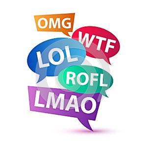 Chat words - LOL OMG WTF ROFL LMAO. Internet slang. photo