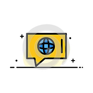 Chat, World, Technical, Service  Business Flat Line Filled Icon Vector Banner Template