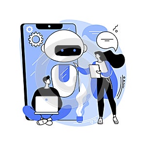 Chatbot app development abstract concept vector illustration.
