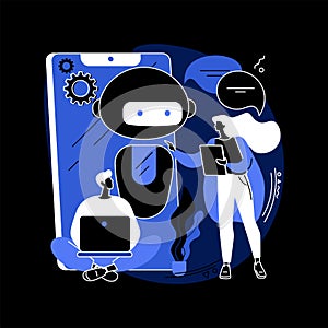 Chatbot app development abstract concept vector illustration.