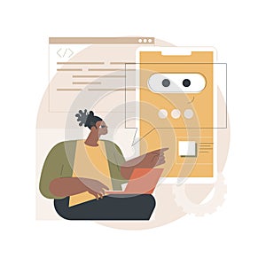 Chatbot app development abstract concept vector illustration.