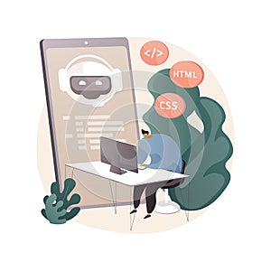 Chatbot app development abstract concept vector illustration.