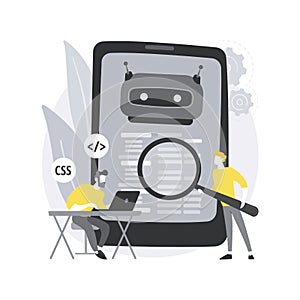 Chatbot app development abstract concept vector illustration.