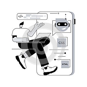 Chatbot app development abstract concept vector illustration
