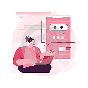 Chatbot app development abstract concept vector illustration.