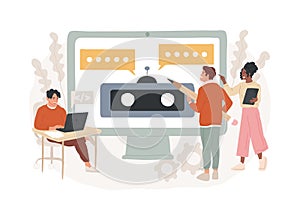 Chatbot app development isolated concept vector illustration.