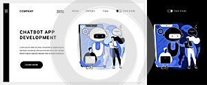 Chatbot app development vector concept landing page.