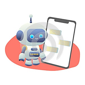 Chatbot and artificial intelligence. A digital chatbot, a robot application, concept of a conversation assistant. Vector
