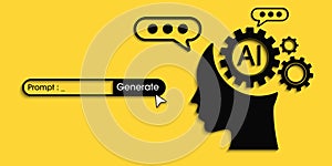 Chatbot assistant application. Artificial intelligence technology concept design, Machine learning and generation by chip, AI