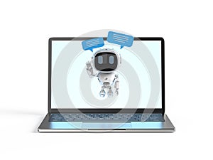 Chatbot or assistant robot chat with speech bubble