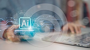 Chatbot Chat with AI, using technology smart robot AI, a data analyst using technology AI as a working tool for data analysis