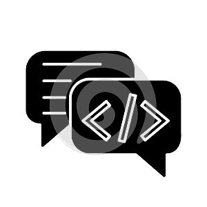 Chatbot coding glyph icon