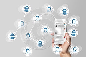 Chatbot concept with instant messenger displayed on smart phone photo