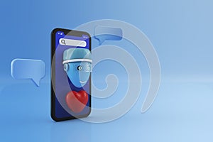 Chatbot concept in medicine. AI development in clinics, hospitals with medical bot on smartphone.
