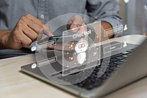 Chatbot conversation Ai Artificial Intelligence technology online customer service.Digital chatbot, robot application, OpenAI