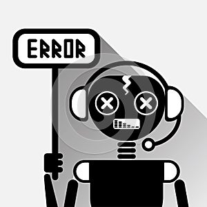 Chatbot Error Icon Concept Black Chat Bot Or Chatterbot Service Of Online Support Technology