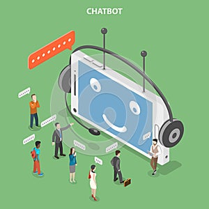 Chatbot flat isometric vector concept.