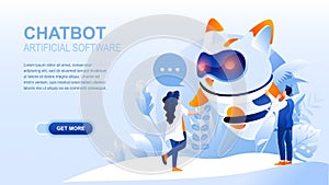 Chatbot flat landing page with header