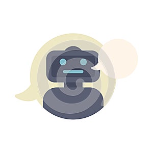 Chatbot giving answer inside speech bubble, artificial intelligence communication