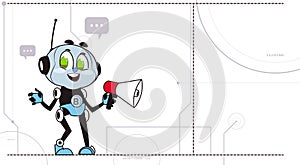 Chatbot Hold Megaphone Robot Support Technology Cute Chatter Chatacter Virtual Assistance Concept