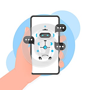 Chatbot icon concept, chat bot or chatterbot. Robot Virtual Assistance Of Website Or Mobile Applications. Vector