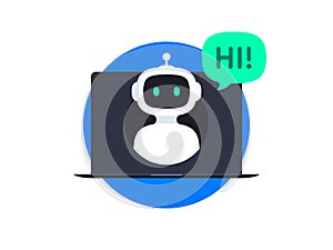 Chatbot on laptop icon design
