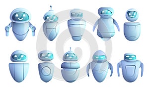 Chatbot icons set, cartoon style