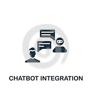 Chatbot integration icon. Monochrome simple sign from app development collection. Chatbot integration icon for logo