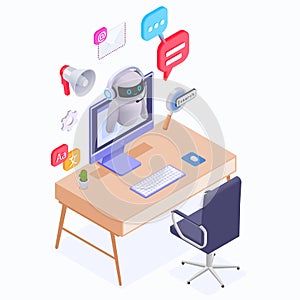 Chatbot Messenger Isometric Concept