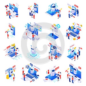 Chatbot Messenger Isometric Set