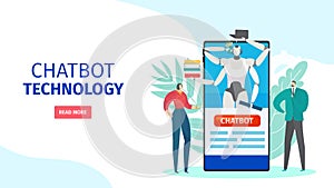 Chatbot online technology, vector illustration. Virtual mobile communication concept, artificial intelligence in