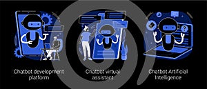 Chatbot programming abstract concept vector illustrations.